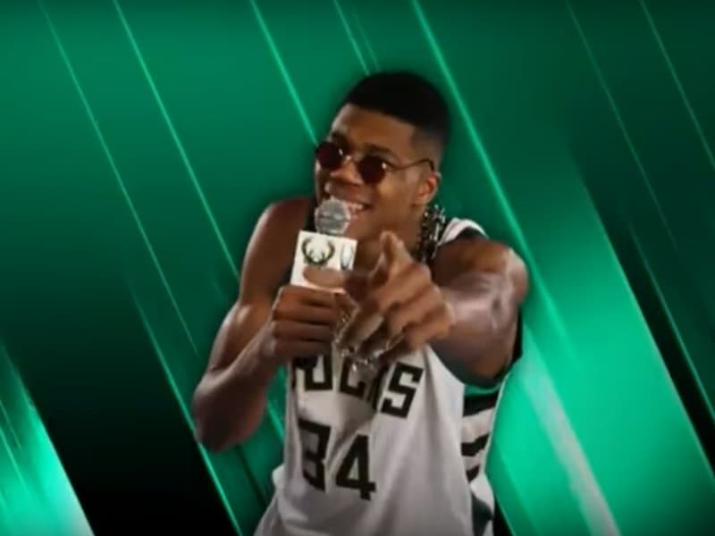 Giannis Antetokounmpo looking like Bieber